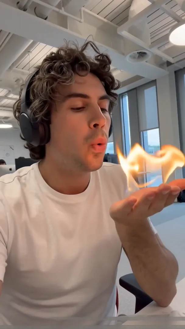 An orange slice floating over a hand