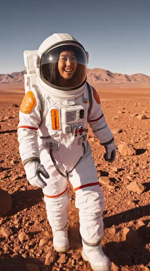 An astronaut walking on Mars