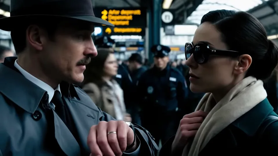 Spies trading secrets at a station